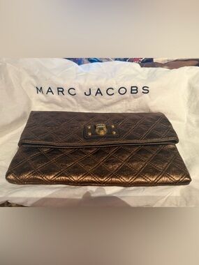 Marc Jacobs Metallic Bronze Quilted Clutch